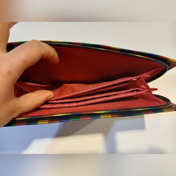 Red Multicolor Embroidered Boho Clutch | Handmade Ethnic Purse - Picture 9 of 16